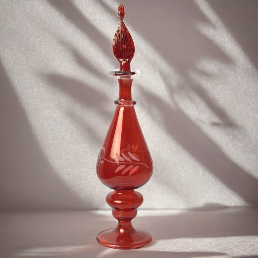 Ornamenta Hand-Blown Glass Perfume Bottle with Egyptian Engraving