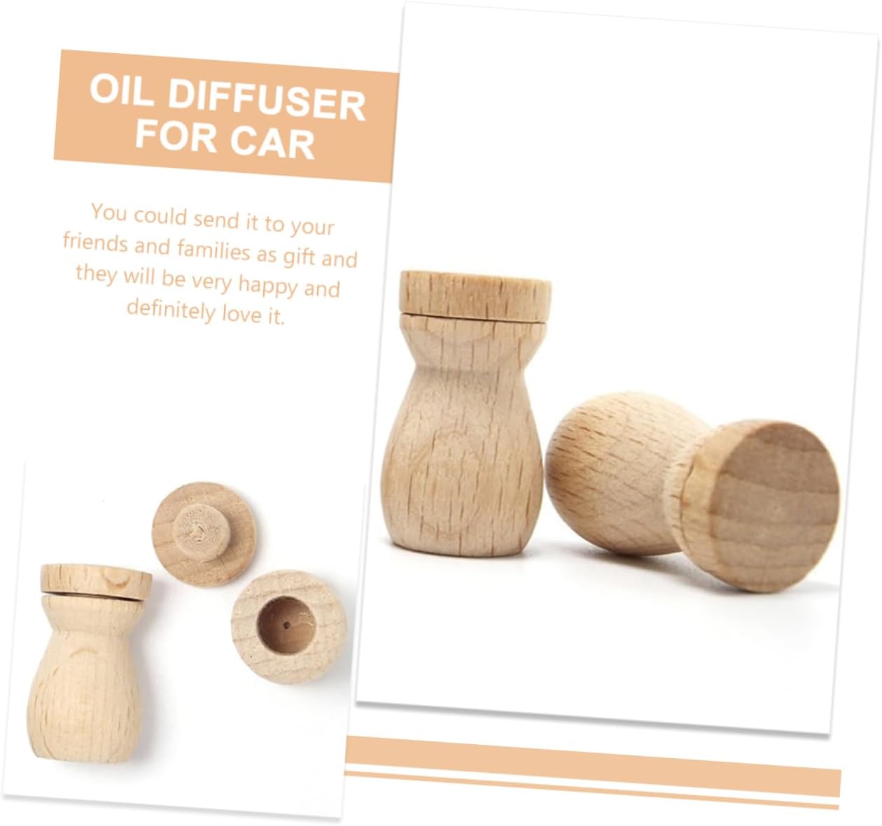 6pcs DIY Essential Oil Diffuser Bottle Pendants Wooden Decor