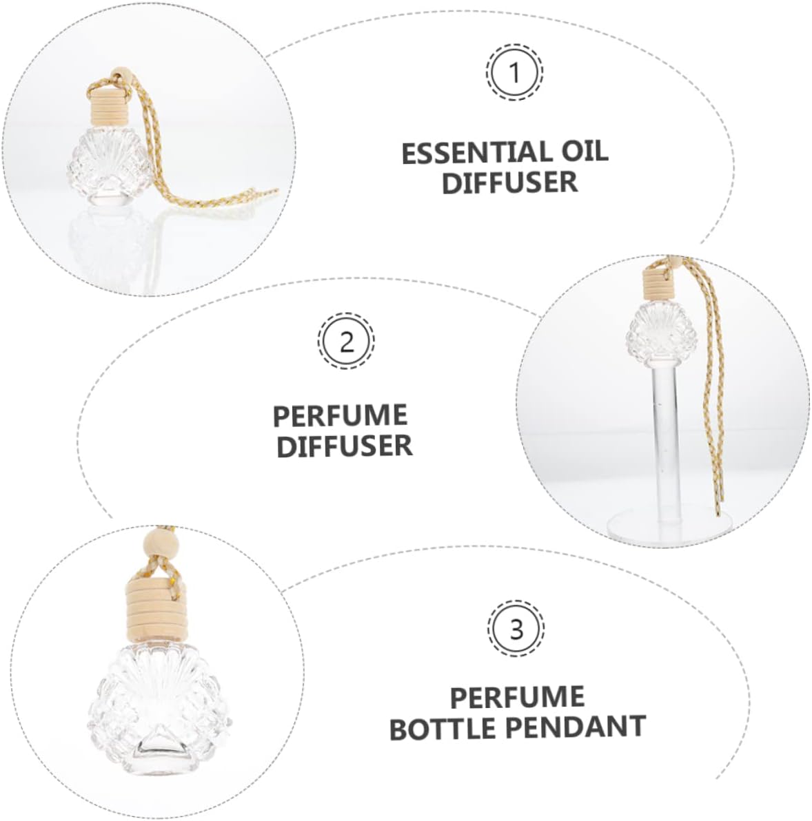 CHILDWEET 6pcs Car Air Freshener Empty Oil Spray Bottle Set for Home Office Kitchen Bathroom Decor