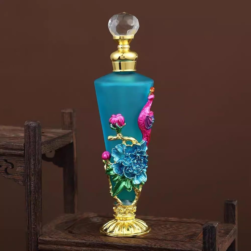 30ml Glass Perfume Bottle with Rhinestones Refillable Essential Oil Vial