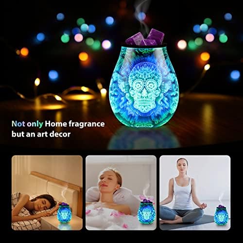 Inrorans 3D Skull Halloween Wax Melter with LED Light and Silicone Tray