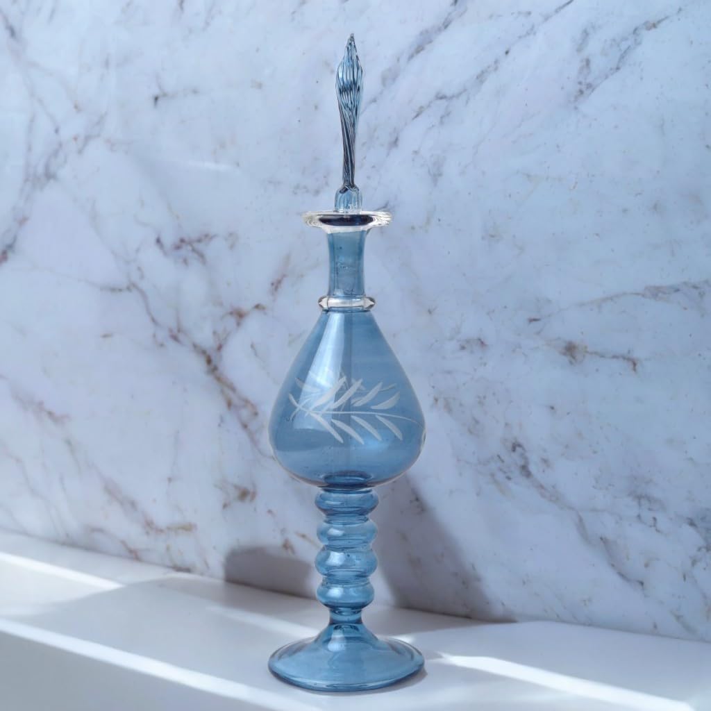 Ornamenta Handcrafted Blue Glass Perfume Bottle