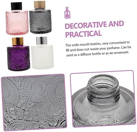 Amosfun 4pcs Embossed Aroma Diffuser Bottles for Home Decor
