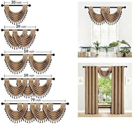ELKCA Coffee Thick Chenille Swag Valance 30x22