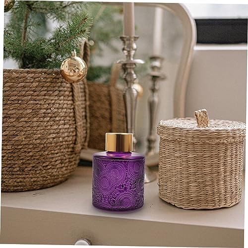 PRETYZOOM 4pcs Embossed Aromatherapy Diffuser Bottles with Rattan Sticks for Home Fragrance Decor