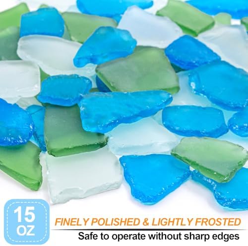 Keedolla 15 Oz Sea Glass Decor Vase Filler Blue White Green