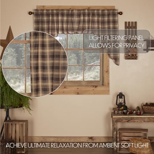 VHC Brands Woodland Brown Rustic Kitchen Curtains