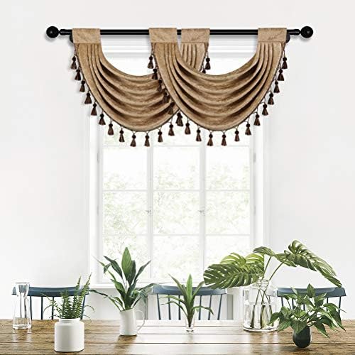 ELKCA Coffee Thick Chenille Swag Valance 30x22