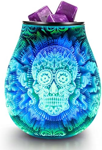 Inrorans 3D Skull Halloween Wax Melter with LED Light and Silicone Tray