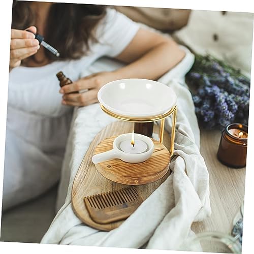 1Set Ceramic Essential Oil Burner with Tealight Holder for Relaxing Spaces