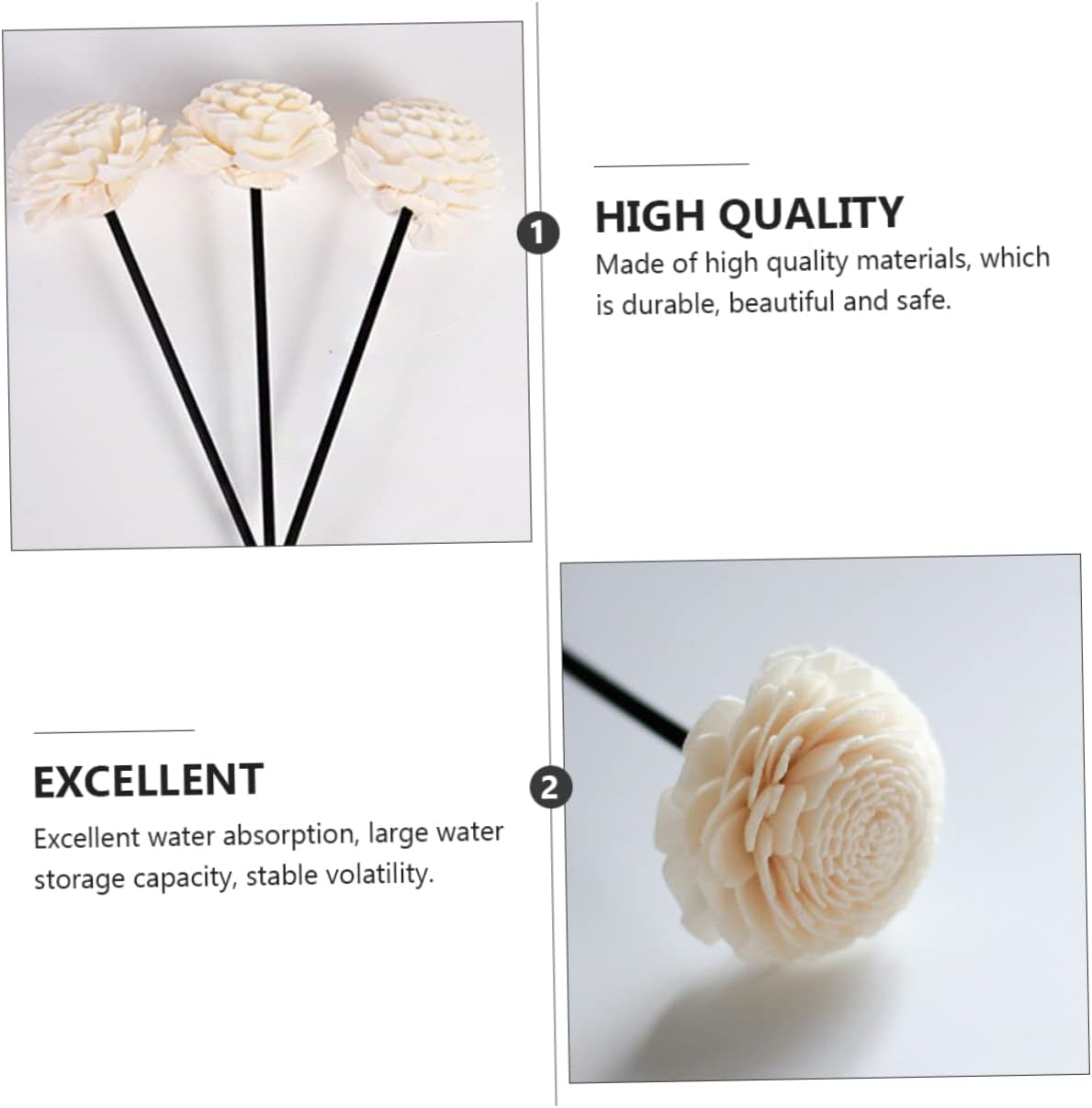 Healifty 3Pcs Rattan Dried Flower Aromatherapy Diffuser Sticks for Home Fragrance Stylish Decor Accessory