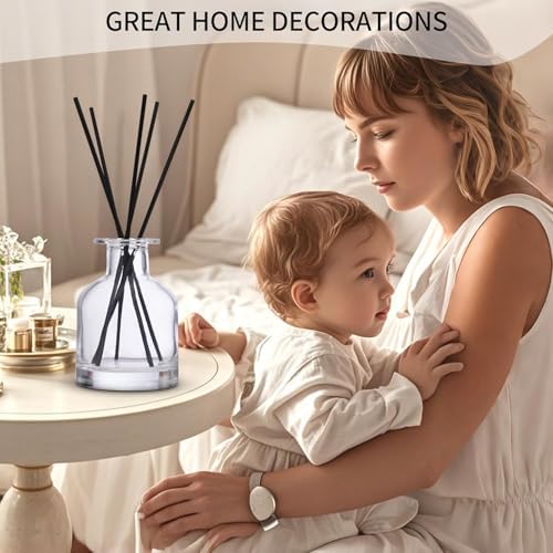 4 Pack Transparent Reed Diffuser Bottles with Gold Caps and Black Sticks for DIY Fragrance
