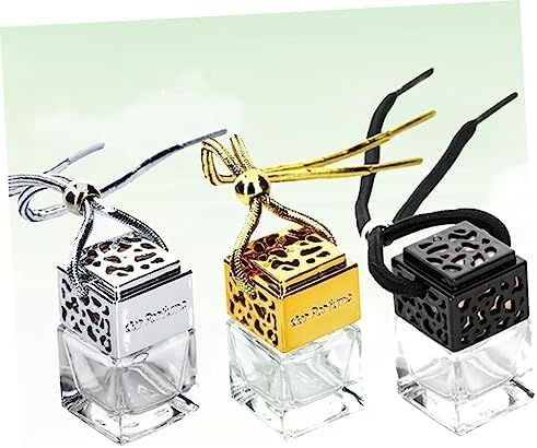 3Pcs Hollow Out Essential Oil Glass Bottles for Car Hanging Perfume Pendant