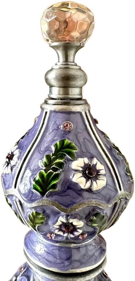 HUFFA Vintage Purple Flower Perfume Bottle with Crystal Cap