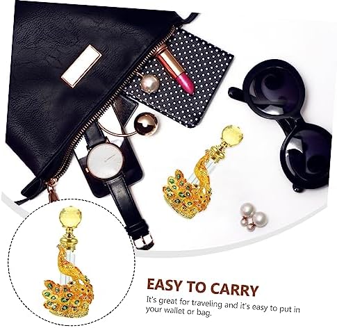 PRETYZOOM Vintage Gold Peacock Perfume Bottle 4ml Refillable Essential Oil Holder