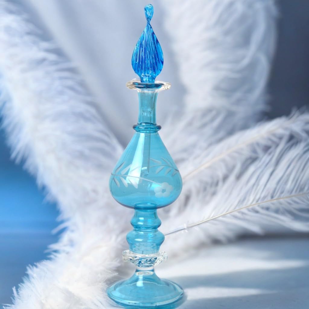 Egyptian Glass Perfume Bottle Hand Painted Refillable Decanter