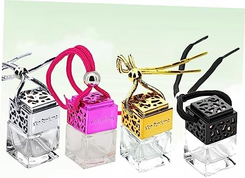 FOYTOKI Car Hanging Perfume Bottle Glass Diffuser Square Shape Empty Car Decor Bottle