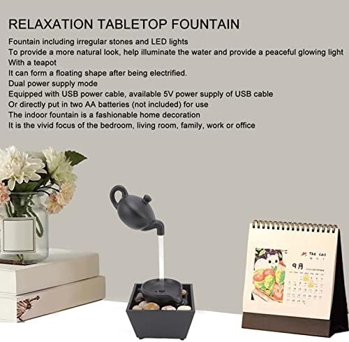 Horoper Floating Teapot Tabletop Water Fountain with LED Lights