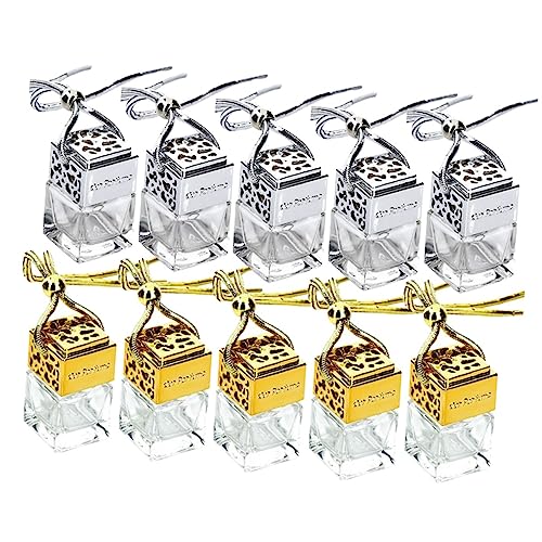 VICASKY 10 Pcs Glass Perfume Bottle Pendant with Hollow Design
