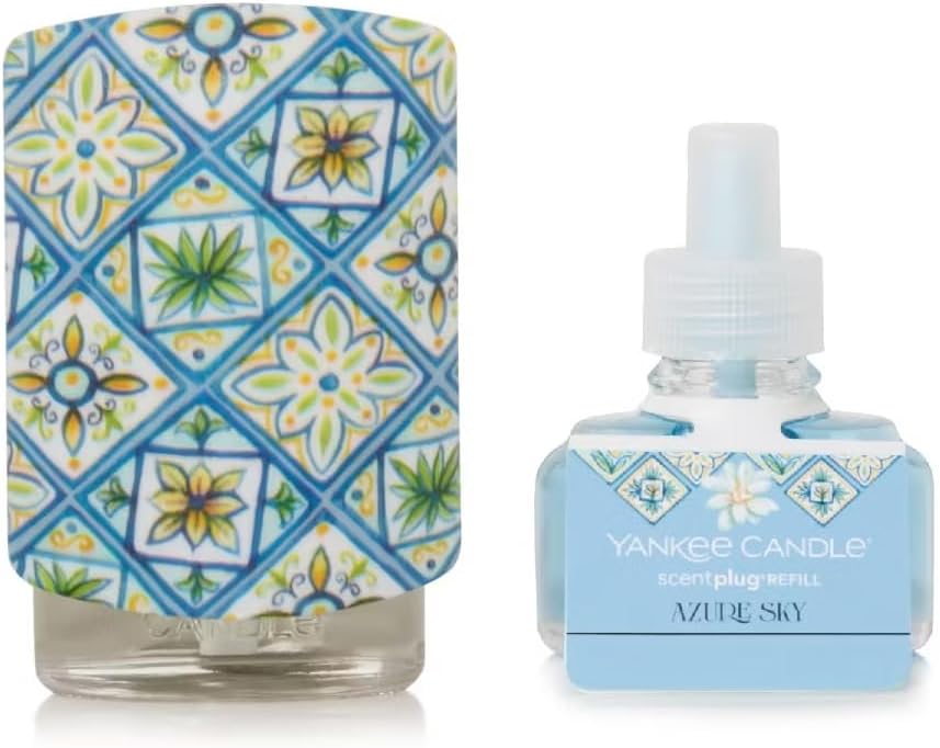 Yankee Candle Hello Italy Pattern Diffuser Base with Light and Azure Sky Refill