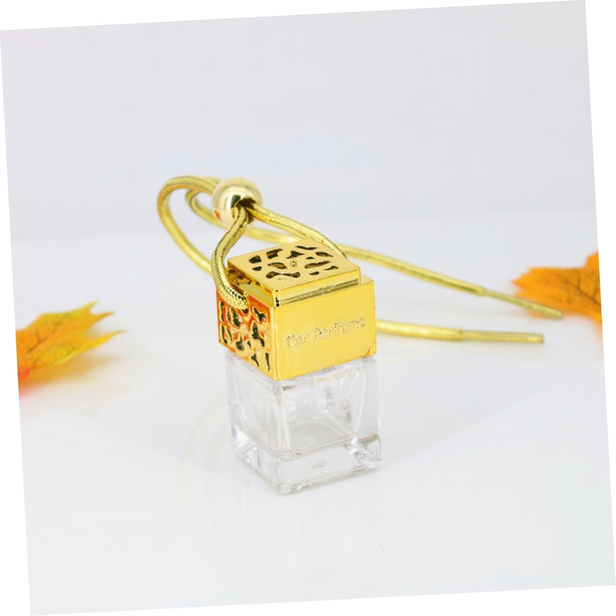 FOYTOKI Car Hanging Perfume Bottle Glass Diffuser Square Shape Empty Car Decor Bottle