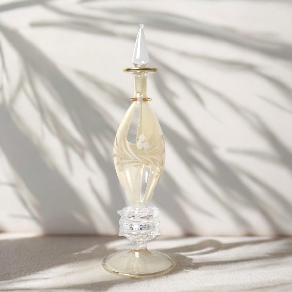 Blown Glass Perfume Bottle with 14K Gold Trim