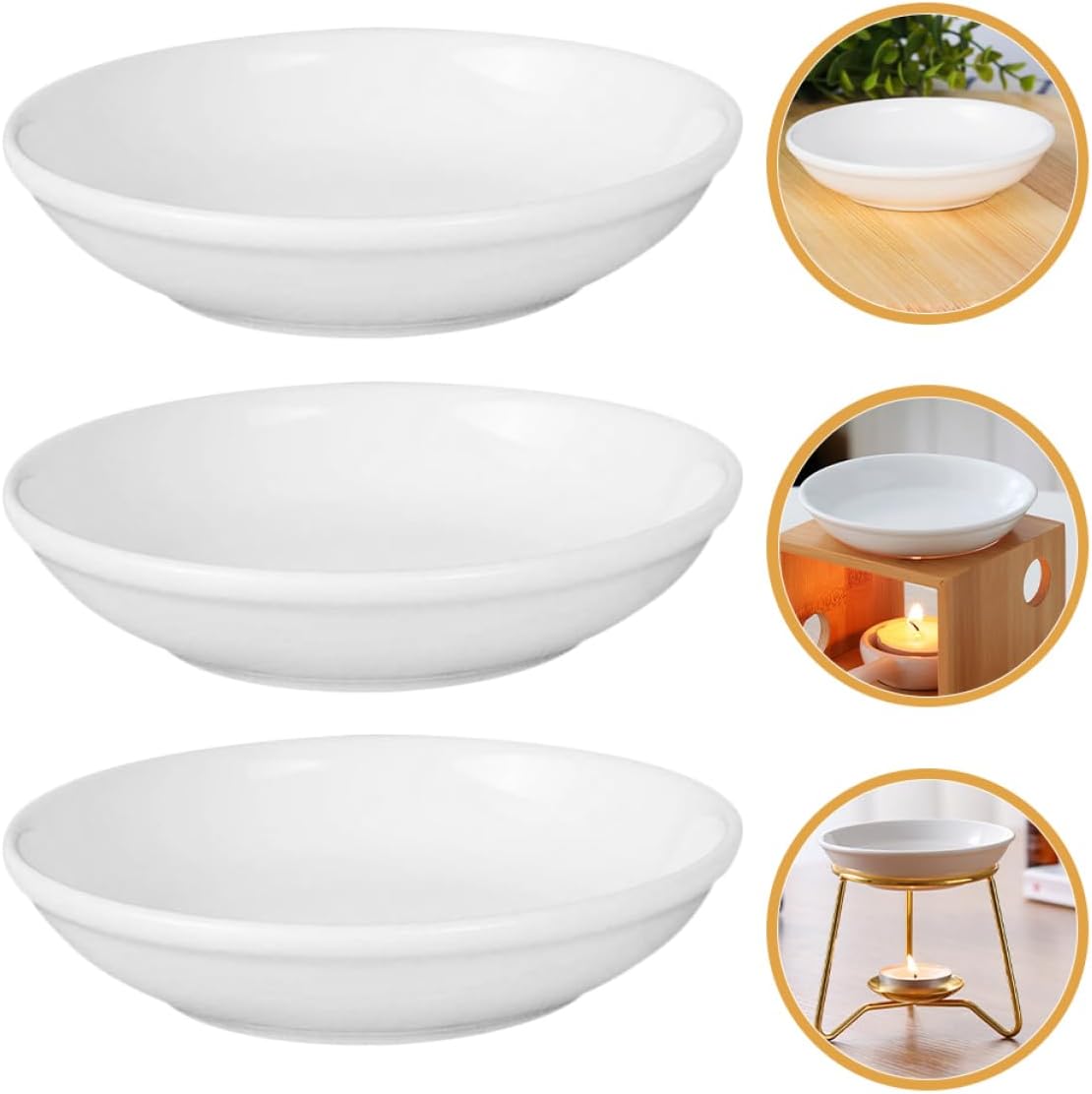 VOSAREA 6 Pcs Ceramic Aroma Trays for Wax Melting