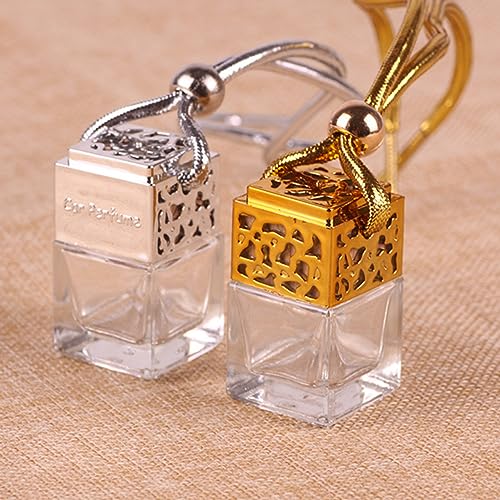10pcs Square Glass Perfume Bottle Pendants for Car Diffuser and Travel Spray