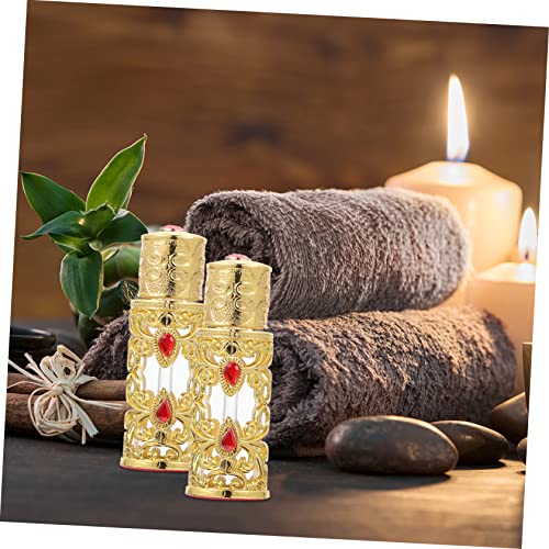 1pc Decorative Glass Perfume Bottle Vintage Style Essential Oil Container for Home and Travel