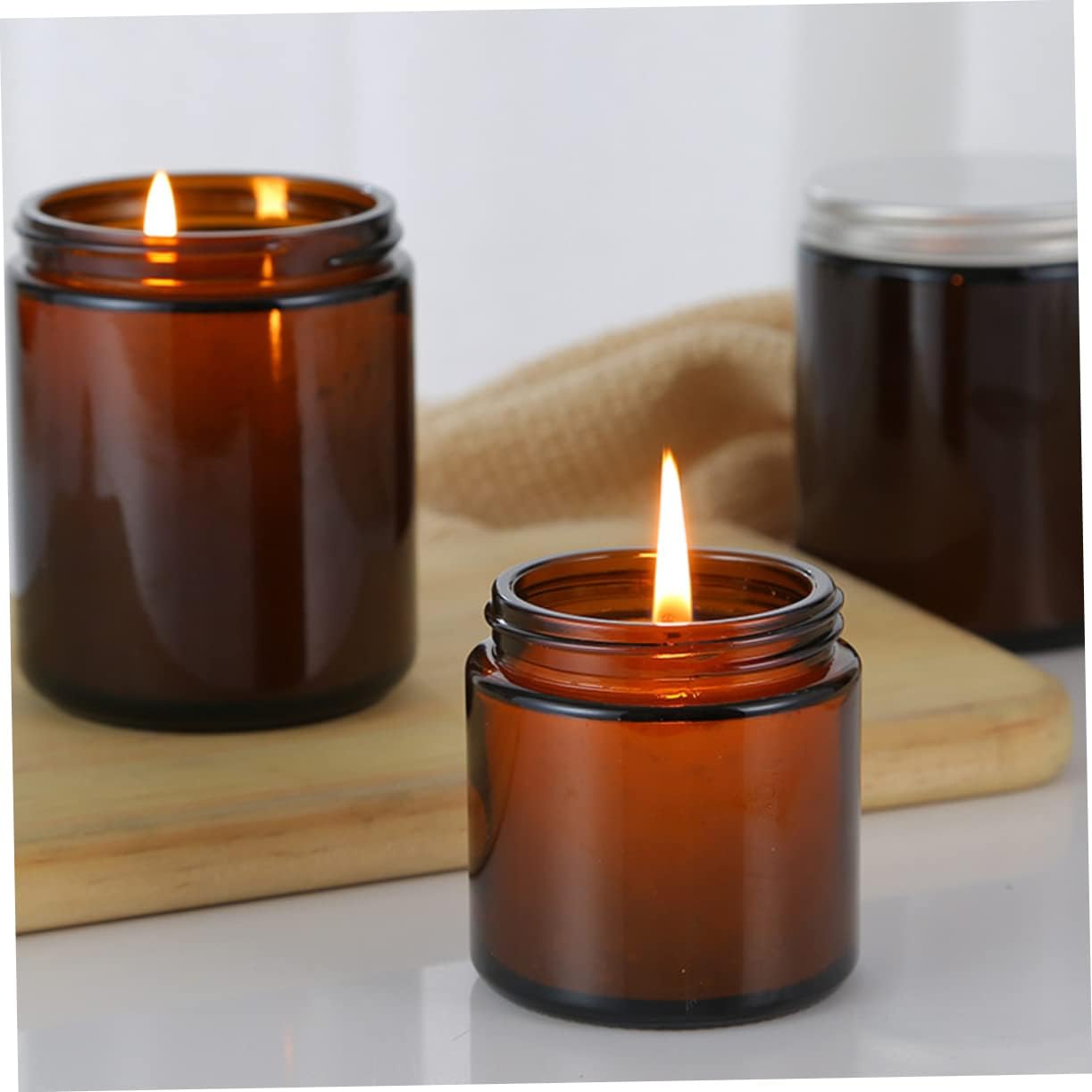 Operitacx 10pcs Glass Scented Candle Containers with Cover Bottles