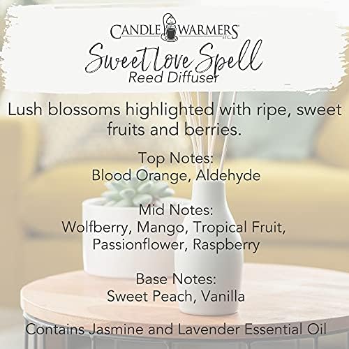 Candle Warmers Etc Ceramic Reed Diffuser with Sweet Love Spell Fragrance