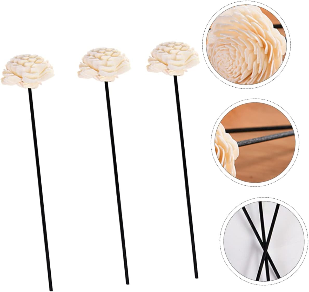 Healifty 3Pcs Rattan Dried Flower Aromatherapy Diffuser Sticks for Home Fragrance Stylish Decor Accessory