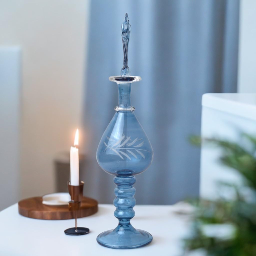 Ornamenta Handcrafted Blue Glass Perfume Bottle
