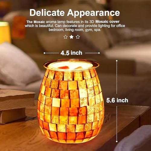 Dicimi Glass Wax Melt Heater with Gold Mosaic Design