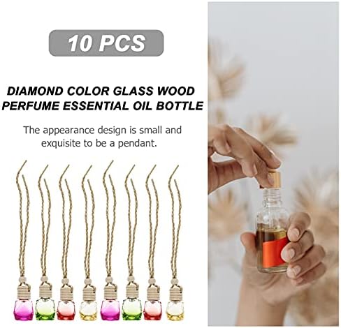 10PCS Refillable Perfume Bottle Set Colorful Glass Portable Hanging Decor for Home and Travel