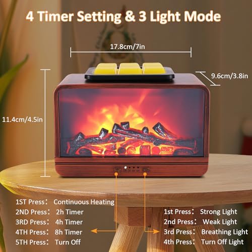 Wax Melt Warmer with Dynamic Flame and Timer