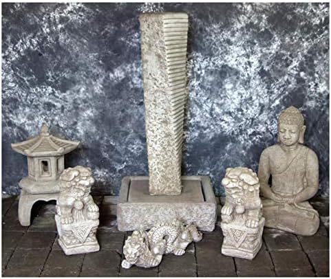 Rustic Twist Fountain with Oriental Pagoda and Meditating Buddha