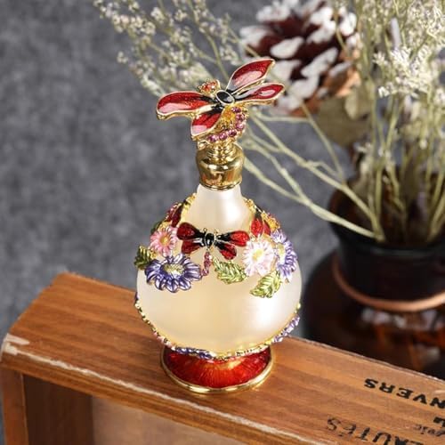 25ml Perfume Bottles Empty with Dragonfly Cover Vintage Glass Decorative Bottles for Girls Women