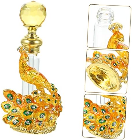 Antique Peacock Design Perfume Bottle Vintage Glass Container for Essential Oils