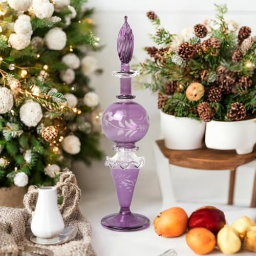 Ornamenta Purple Glass Fragrance Bottle with Engraved Design