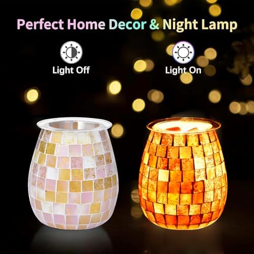 Dicimi Glass Wax Melt Heater with Gold Mosaic Design