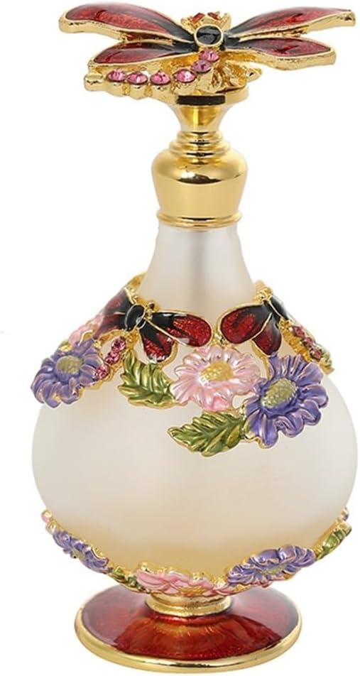 25ml Perfume Bottles Empty with Dragonfly Cover Vintage Glass Decorative Bottles for Girls Women
