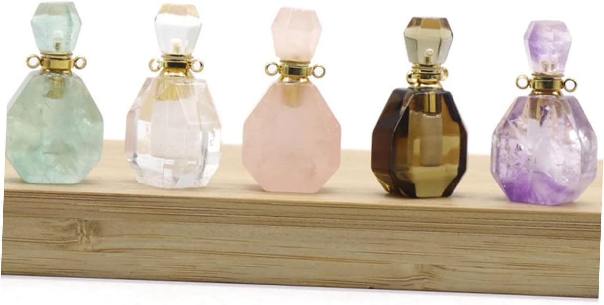 Garneck Fluorite Crystal Perfume Bottle Pendant Necklace for Women