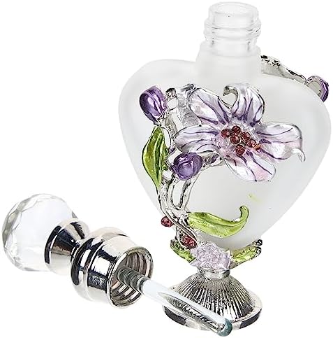 Vintage Floral Glass Perfume Bottle Refillable Enameled Container for Essential Oils Travel Home Decor 1