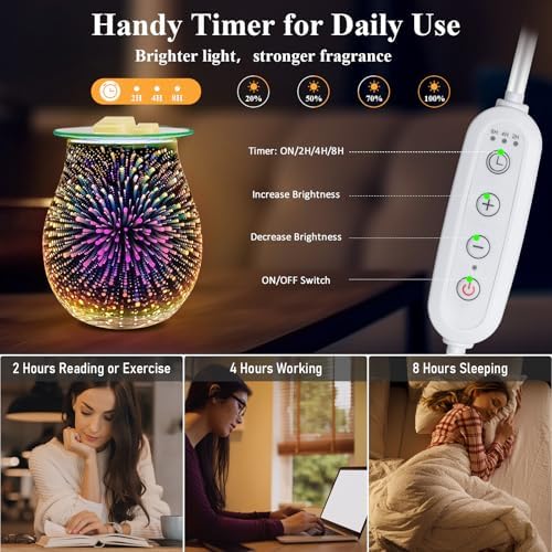 EQUSUPRO 3D Glass Wax Melt Warmer with Timer