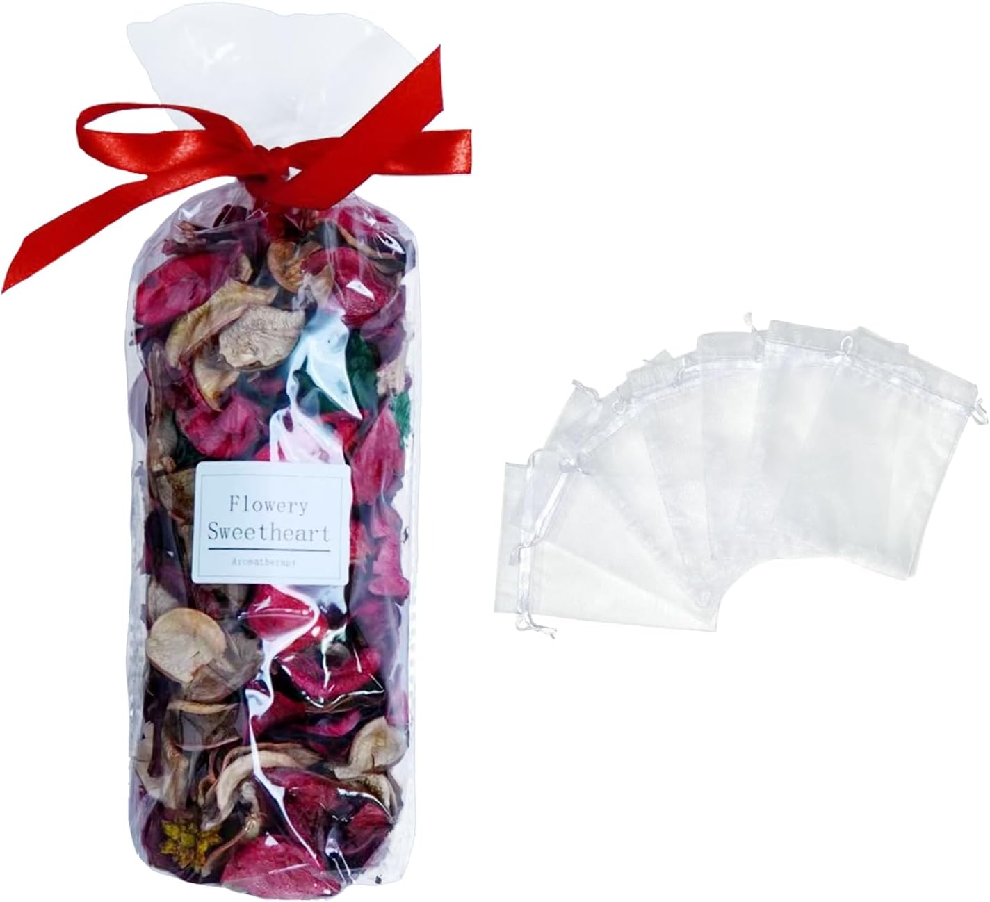 DIY Sweet Floral Heart Shaped Dry Flower Sachet Set - 5 Bags with Flowers