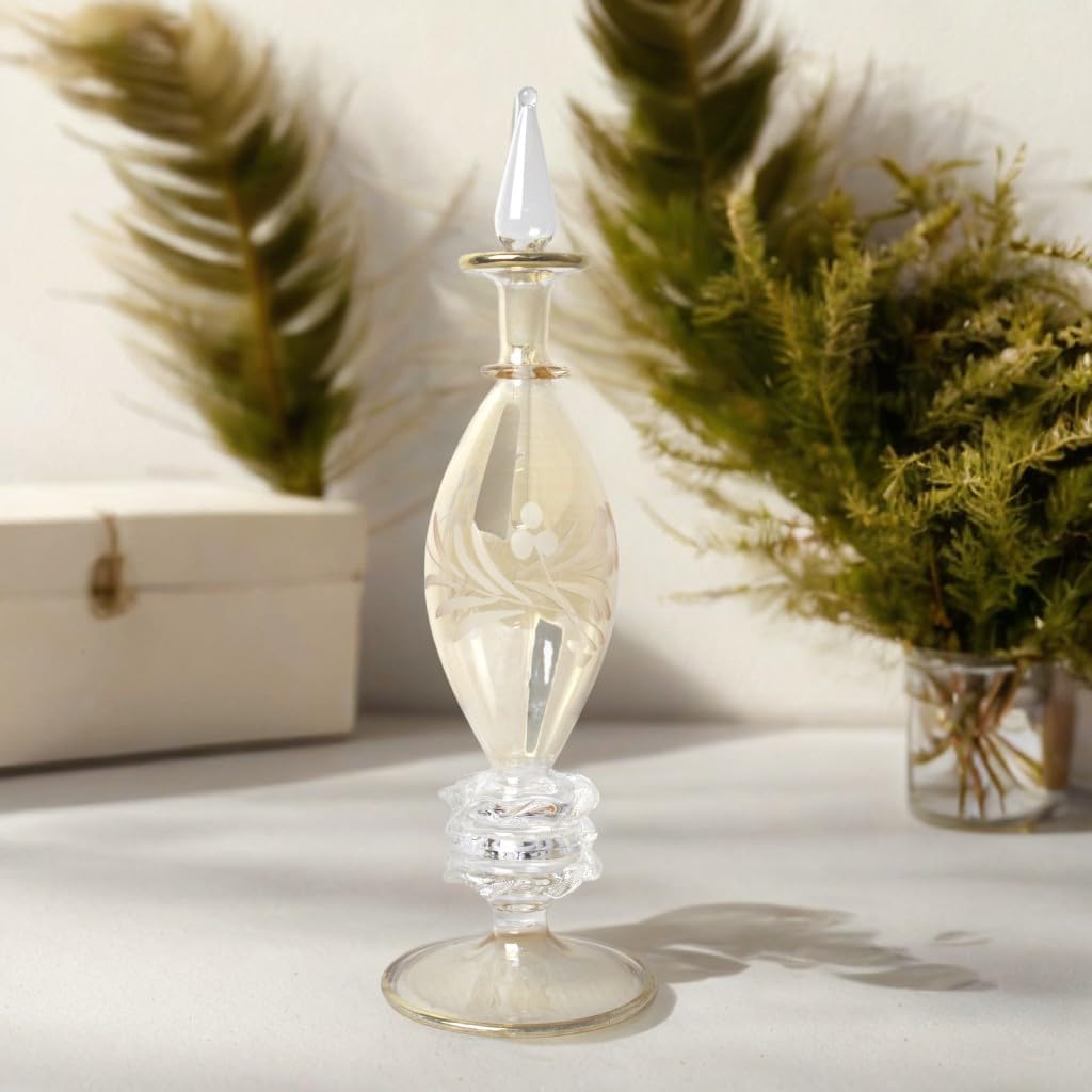 Blown Glass Perfume Bottle with 14K Gold Trim
