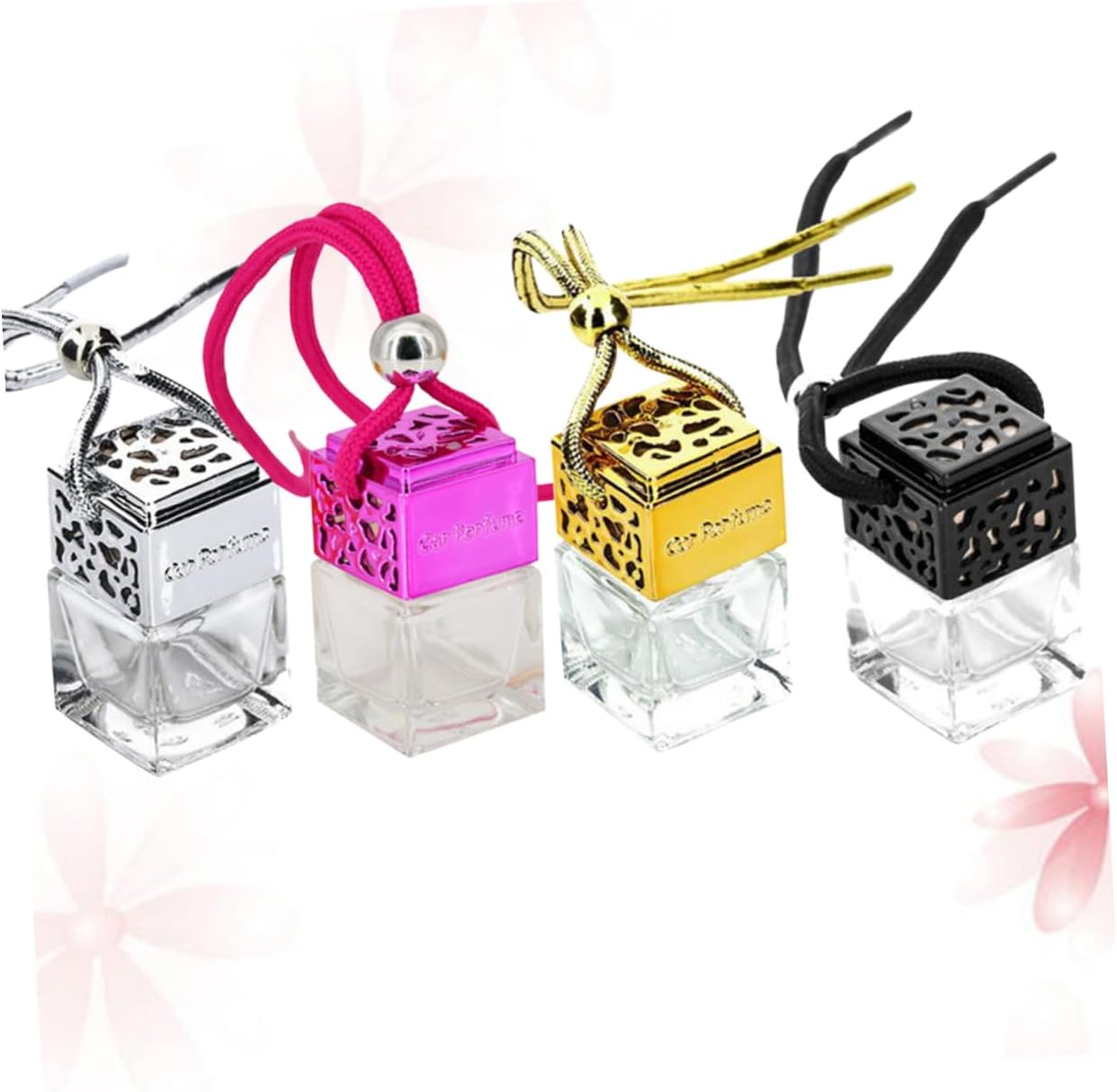 FOYTOKI Car Hanging Perfume Bottle Glass Diffuser Square Shape Empty Car Decor Bottle