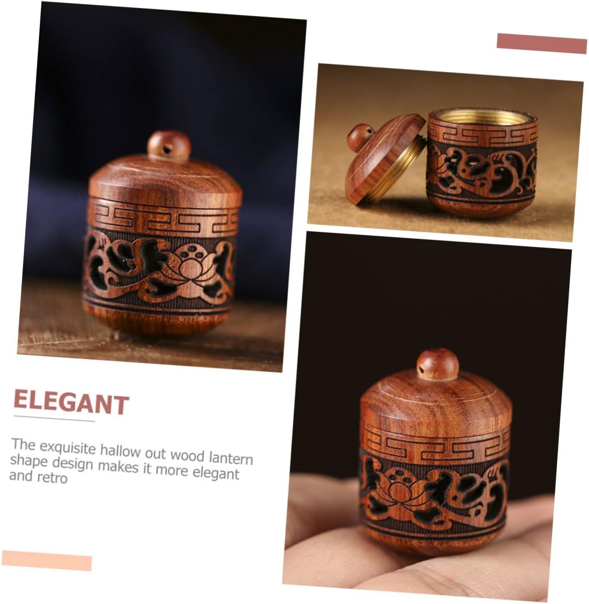 FRCOLOR Carving Wooden Fragrance Ball Bottle Pendant Decorative Diffuser for Home