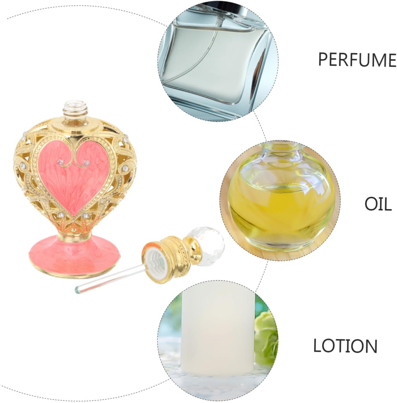 Ipetboom Heart Shaped Perfume Bottle Refillable Design for Essential Oils Fragrances Decoration